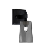 Toltec Corbin 1-Light Wall Sconce | Modern Matte Black and Smoke Bubble Glass | Bedroom & Hallway Accent Light | Model 2311-MB-262