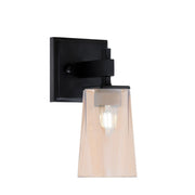 Toltec Corbin 1-Light Wall Sconce | Modern Matte Black and Amber Gradient Glass | Bedroom & Hallway Accent Light | Model 2311-MB-263