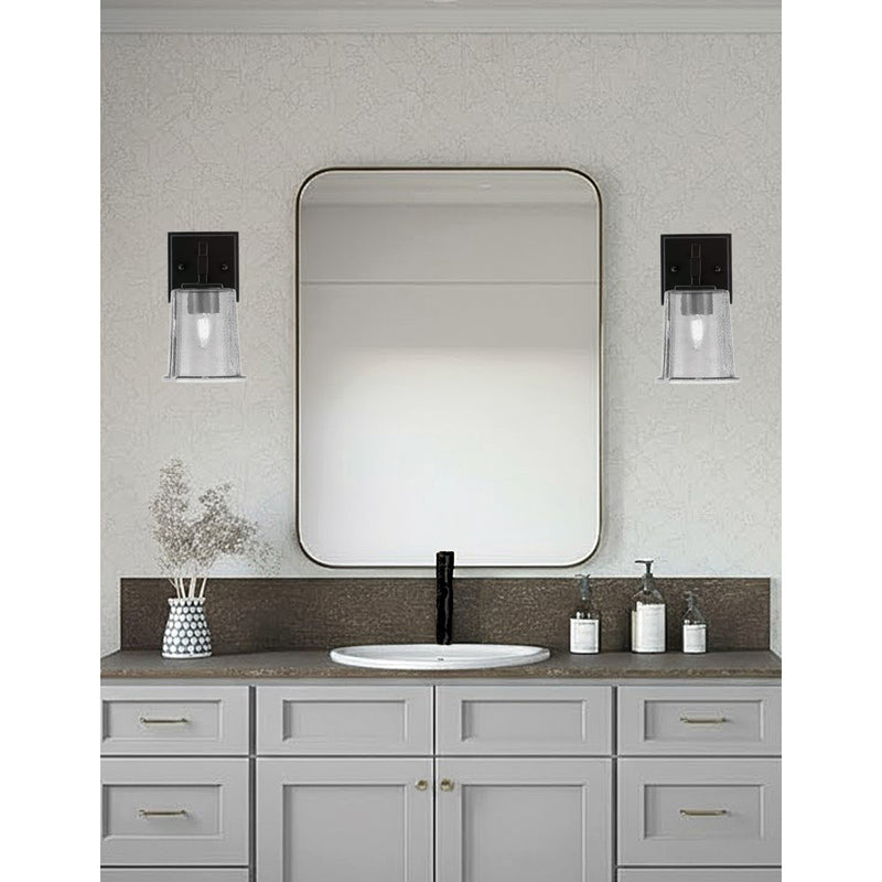 Toltec Corbin 1-Light Wall Sconce | Modern Matte Black and Smoke Bubble Glass | Bedroom & Hallway Accent Light | Model 2311-MB-5032