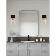 Toltec Corbin 1-Light Wall Sconce | Modern Matte Black and Amber Bubble Glass | Bedroom & Hallway Accent Light | Model 2311-MB-5033