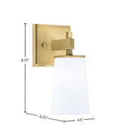 Toltec Corbin 1-Light Wall Sconce | Transitional New Age Brass and White Opal Glass | Bedroom & Hallway Accent Light | Model 2311-NAB-261
