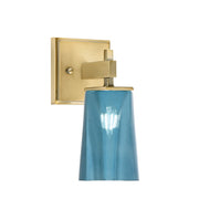Toltec Corbin 4.5in 1-Light Wall Sconce | Modern New Age Brass and Blue Gradient Glass | Bedroom & Hallway | 4.5 x 6.25 x 8.75 in | Model 2311-NAB-265