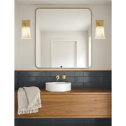 Toltec Corbin 1-Light Wall Sconce | New Age Brass and Natural Stone Shade | Bedroom & Hallway Accent Light | 5 x 6.5 x 7.75 in | Model 2311-NAB-4128