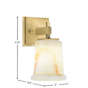 Toltec Corbin 1-Light Wall Sconce | New Age Brass and Natural Stone Shade | Bedroom & Hallway Accent Light | 5 x 6.5 x 7.75 in | Model 2311-NAB-4128