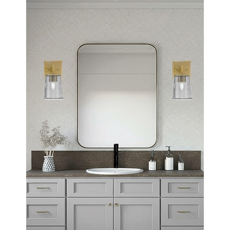 Toltec Corbin 1-Light Wall Sconce | New Age Brass and Smoke Bubble Glass | Bedroom & Hallway Accent Light | 5 x 6.5 x 7.75 in | Model 2311-NAB-5032