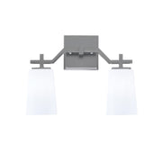 Toltec Corbin 2-Light Bath Bar | Graphite Finish with White Opal Glass Shades | Bathroom Vanity & Powder Room | 5.5 x 11.25 in | Model 2312-GP-261