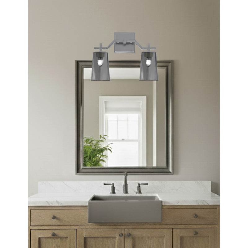 Toltec Corbin 2-Light Bath Bar | Graphite Finish with Smoke Bubble Glass Shades | Bathroom Vanity & Powder Room | 5.5 x 11.25 in | Model 2312-GP-262