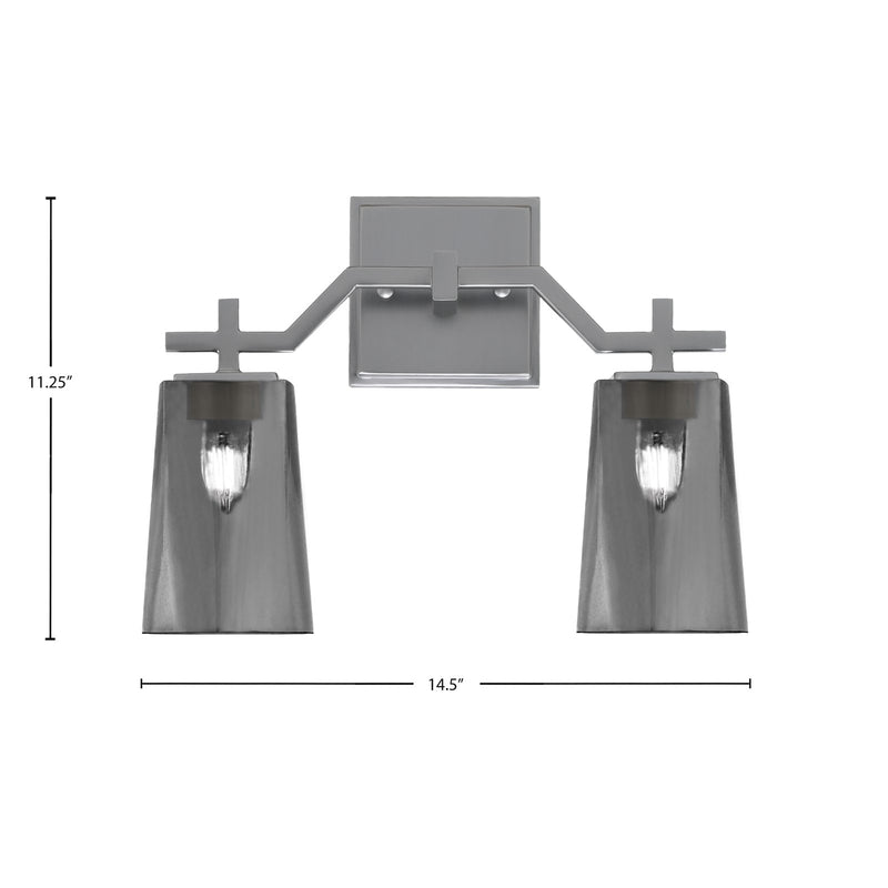 Toltec Corbin 2-Light Bath Bar | Graphite Finish with Smoke Bubble Glass Shades | Bathroom Vanity & Powder Room | 5.5 x 11.25 in | Model 2312-GP-262