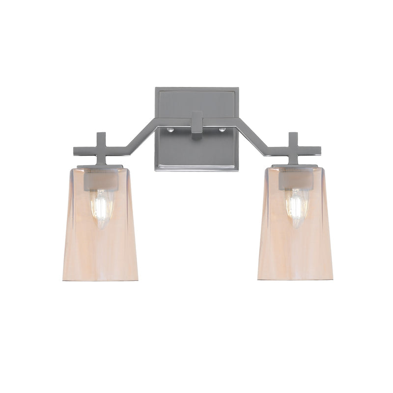 Toltec Corbin 2-Light Bath Bar | Graphite Steel and Amber Gradient Glass | Bathroom & Powder Room Vanity Light | 5.5 x 11.25 in | Model 2312-GP-263
