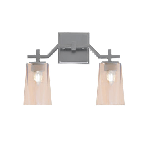 Toltec Corbin 2-Light Bath Bar | Graphite Steel and Amber Gradient Glass | Bathroom & Powder Room Vanity Light | 5.5 x 11.25 in | Model 2312-GP-263