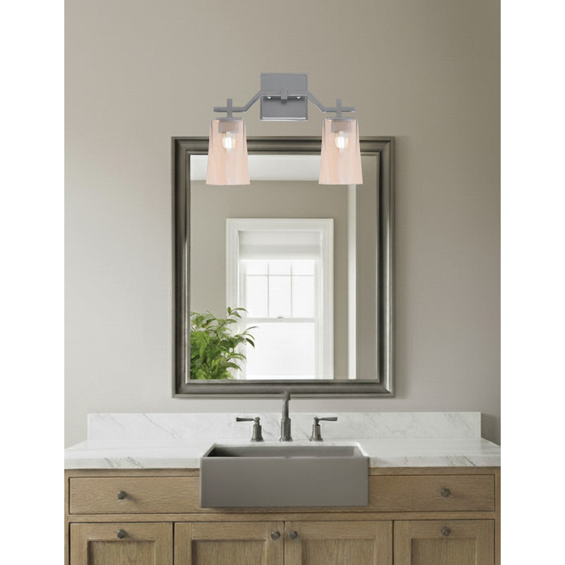 Toltec Corbin 2-Light Bath Bar | Graphite Steel and Amber Gradient Glass | Bathroom & Powder Room Vanity Light | 5.5 x 11.25 in | Model 2312-GP-263