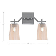 Toltec Corbin 2-Light Bath Bar | Graphite Steel and Amber Gradient Glass | Bathroom & Powder Room Vanity Light | 5.5 x 11.25 in | Model 2312-GP-263