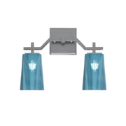 Toltec Corbin 2-Light Bath Bar | Graphite Steel and Blue Gradient Glass | Bathroom & Powder Room Vanity Light | 5.5 x 11.25 in | Model 2312-GP-265