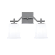 Toltec Corbin 2-Light Bath Bar | Graphite Steel and White Opal Glass | Bathroom & Powder Room Vanity Light | 5.5 x 10.25 in | Model 2312-GP-5031