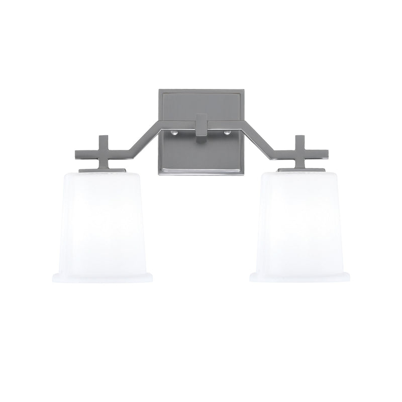 Toltec Corbin 2-Light Bath Bar | Graphite Steel and White Opal Glass | Bathroom & Powder Room Vanity Light | 5.5 x 10.25 in | Model 2312-GP-5031