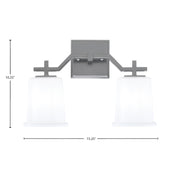 Toltec Corbin 2-Light Bath Bar | Graphite Steel and White Opal Glass | Bathroom & Powder Room Vanity Light | 5.5 x 10.25 in | Model 2312-GP-5031