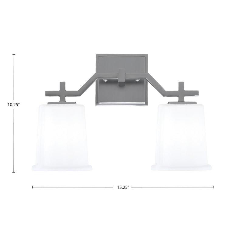 Toltec Corbin 2-Light Bath Bar | Graphite Steel and White Opal Glass | Bathroom & Powder Room Vanity Light | 5.5 x 10.25 in | Model 2312-GP-5031
