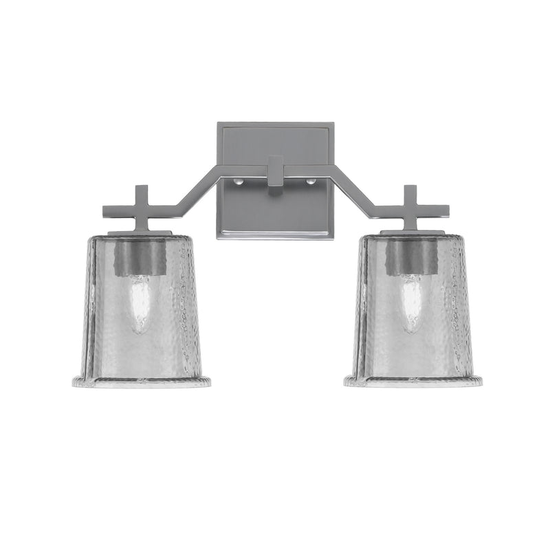 Toltec Corbin 2-Light Bath Bar | Graphite Steel and Smoke Bubble Glass | Bathroom & Powder Room Vanity Light | 5.5 x 10.25 in | Model 2312-GP-5032