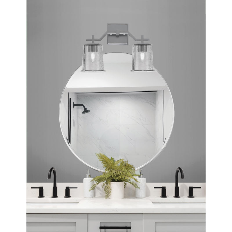 Toltec Corbin 2-Light Bath Bar | Graphite Steel and Smoke Bubble Glass | Bathroom & Powder Room Vanity Light | 5.5 x 10.25 in | Model 2312-GP-5032