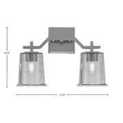 Toltec Corbin 2-Light Bath Bar | Graphite Steel and Smoke Bubble Glass | Bathroom & Powder Room Vanity Light | 5.5 x 10.25 in | Model 2312-GP-5032