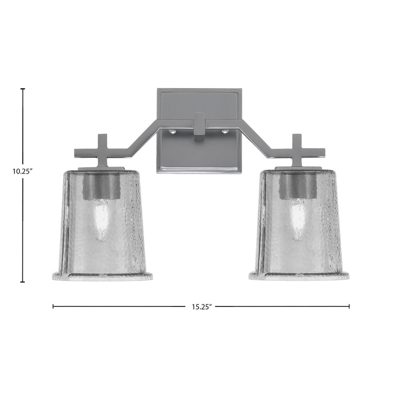 Toltec Corbin 2-Light Bath Bar | Graphite Steel and Smoke Bubble Glass | Bathroom & Powder Room Vanity Light | 5.5 x 10.25 in | Model 2312-GP-5032