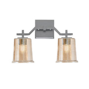 Toltec Corbin 2-Light Bath Bar | Industrial Graphite Steel and Amber Bubble Glass | Bathroom Vanity & Powder Room | 5.5 x 10.25 in | Model 2312-GP-5033