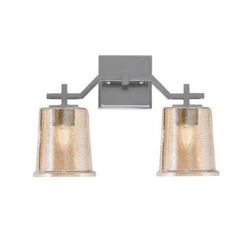 Toltec Corbin 2-Light Bath Bar | Industrial Graphite Steel and Amber Bubble Glass | Bathroom Vanity & Powder Room | 5.5 x 10.25 in | Model 2312-GP-5033