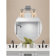 Toltec Corbin 2-Light Bath Bar | Industrial Graphite Steel and Amber Bubble Glass | Bathroom Vanity & Powder Room | 5.5 x 10.25 in | Model 2312-GP-5033