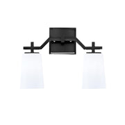 Toltec Corbin 2-Light Bath Bar | Modern Matte Black Steel and White Opal Glass | Bathroom Vanity & Powder Room | 5.5 x 11.25 in | Model 2312-MB-261