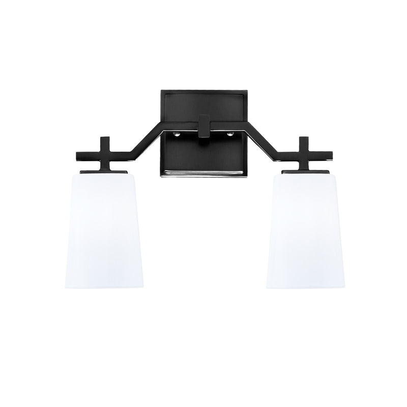 Toltec Corbin 2-Light Bath Bar | Modern Matte Black Steel and White Opal Glass | Bathroom Vanity & Powder Room | 5.5 x 11.25 in | Model 2312-MB-261
