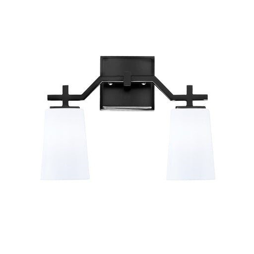 Toltec Corbin 2-Light Bath Bar | Modern Matte Black Steel and White Opal Glass | Bathroom Vanity & Powder Room | 5.5 x 11.25 in | Model 2312-MB-261