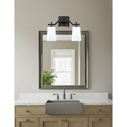Toltec Corbin 2-Light Bath Bar | Modern Matte Black Steel and White Opal Glass | Bathroom Vanity & Powder Room | 5.5 x 11.25 in | Model 2312-MB-261