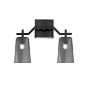 Toltec Corbin 2-Light Bath Bar | Modern Matte Black Steel and Smoke Bubble Glass | Bathroom Vanity & Powder Room | 5.5 x 11.25 in | Model 2312-MB-262