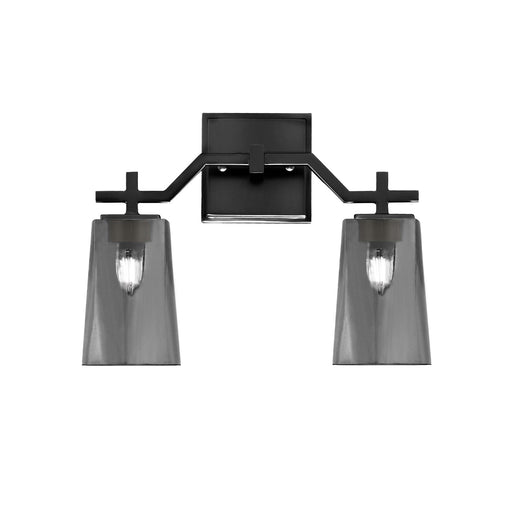 Toltec Corbin 2-Light Bath Bar | Modern Matte Black Steel and Smoke Bubble Glass | Bathroom Vanity & Powder Room | 5.5 x 11.25 in | Model 2312-MB-262