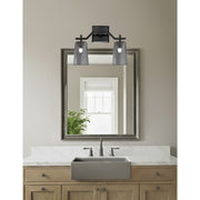 Toltec Corbin 2-Light Bath Bar | Modern Matte Black Steel and Smoke Bubble Glass | Bathroom Vanity & Powder Room | 5.5 x 11.25 in | Model 2312-MB-262