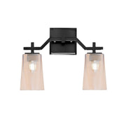 Toltec Corbin 2-Light Bath Bar | Modern Matte Black Steel and Amber Gradient Glass | Bathroom Vanity & Powder Room | 5.5 x 11.25 in | Model 2312-MB-263