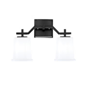 Toltec Corbin 10in 2-Light Bath Bar | Matte Black Steel and White Opal Glass | Bathroom Vanity Light | 5.5 x 10.25 in | Model 2312-MB-5031