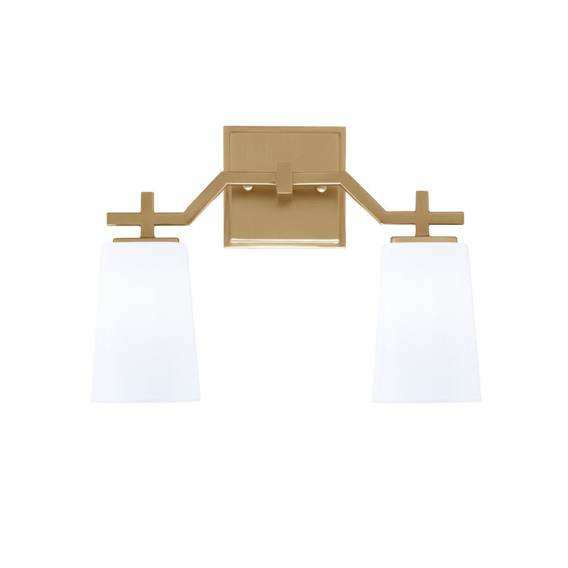 Toltec Corbin 2-Light Bath Bar | New Age Brass and White Opal Glass | Bathroom & Powder Room Vanity Light | 5.5 x 11.25 in | Model 2312-NAB-261