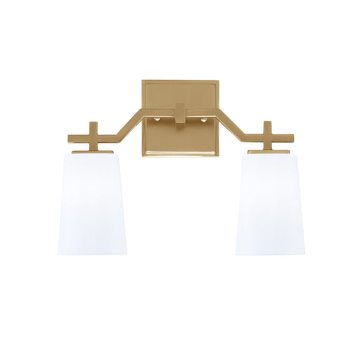 Toltec Corbin 2-Light Bath Bar | New Age Brass and White Opal Glass | Bathroom & Powder Room Vanity Light | 5.5 x 11.25 in | Model 2312-NAB-261
