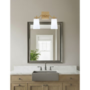 Toltec Corbin 2-Light Bath Bar | New Age Brass and White Opal Glass | Bathroom & Powder Room Vanity Light | 5.5 x 11.25 in | Model 2312-NAB-261