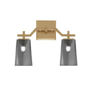 Toltec Corbin 2-Light Bath Bar | New Age Brass and Smoke Bubble Glass | Bathroom & Powder Room Vanity Light | 5.5 x 11.25 in | Model 2312-NAB-262