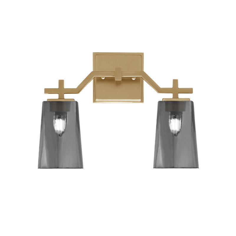 Toltec Corbin 2-Light Bath Bar | New Age Brass and Smoke Bubble Glass | Bathroom & Powder Room Vanity Light | 5.5 x 11.25 in | Model 2312-NAB-262