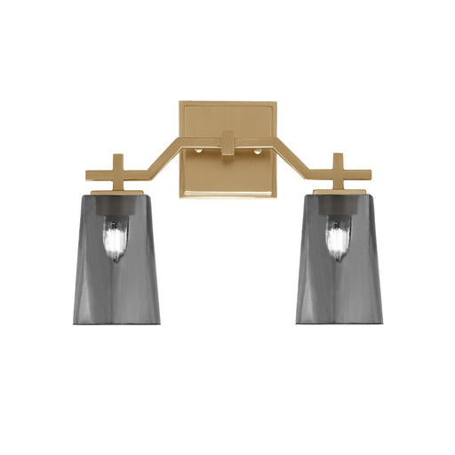 Toltec Corbin 2-Light Bath Bar | New Age Brass and Smoke Bubble Glass | Bathroom & Powder Room Vanity Light | 5.5 x 11.25 in | Model 2312-NAB-262
