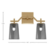 Toltec Corbin 2-Light Bath Bar | New Age Brass and Smoke Bubble Glass | Bathroom & Powder Room Vanity Light | 5.5 x 11.25 in | Model 2312-NAB-262