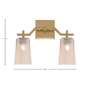Toltec Corbin 2-Light Bath Bar | New Age Brass and Amber Gradient Glass | Bathroom & Powder Room Vanity Light | 5.5 x 11.25 in | Model 2312-NAB-263