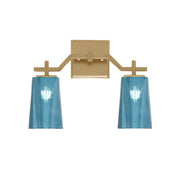 Toltec Corbin 2-Light Bath Bar | New Age Brass and Blue Gradient Glass | Bathroom & Powder Room Vanity Light | 5.5 x 11.25 in | Model 2312-NAB-265