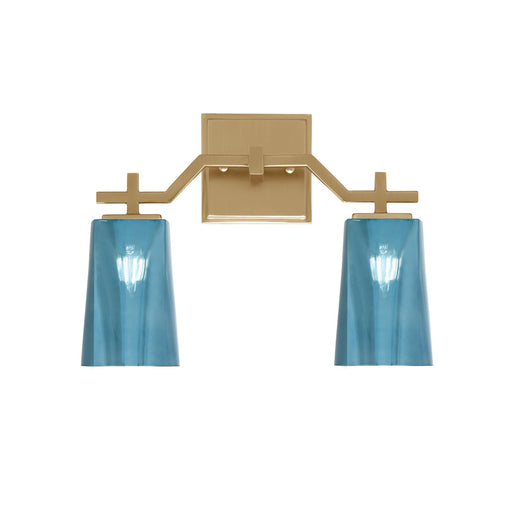 Toltec Corbin 2-Light Bath Bar | New Age Brass and Blue Gradient Glass | Bathroom & Powder Room Vanity Light | 5.5 x 11.25 in | Model 2312-NAB-265