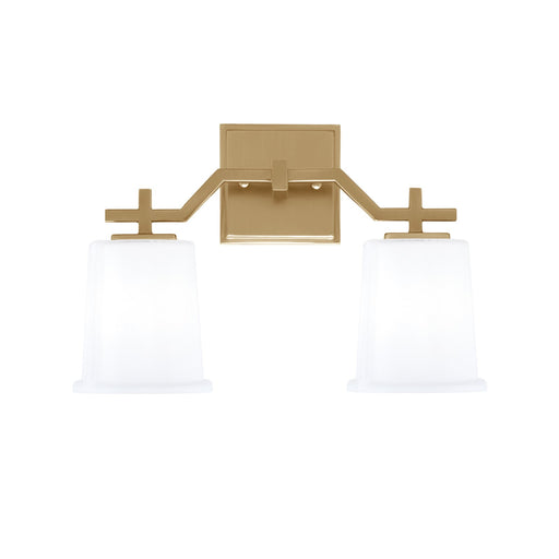 Toltec Corbin 2-Light Bath Bar | Modern New Age Brass and White Opal Glass | Bathroom Vanity Light | 5.5 x 10.25 in | Model 2312-NAB-5031