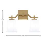 Toltec Corbin 2-Light Bath Bar | Modern New Age Brass and White Opal Glass | Bathroom Vanity Light | 5.5 x 10.25 in | Model 2312-NAB-5031