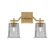 Toltec Corbin 2-Light Bath Bar | Modern New Age Brass and Smoke Bubble Glass | Bathroom Vanity Light | 5.5 x 10.25 in | Model 2312-NAB-5032